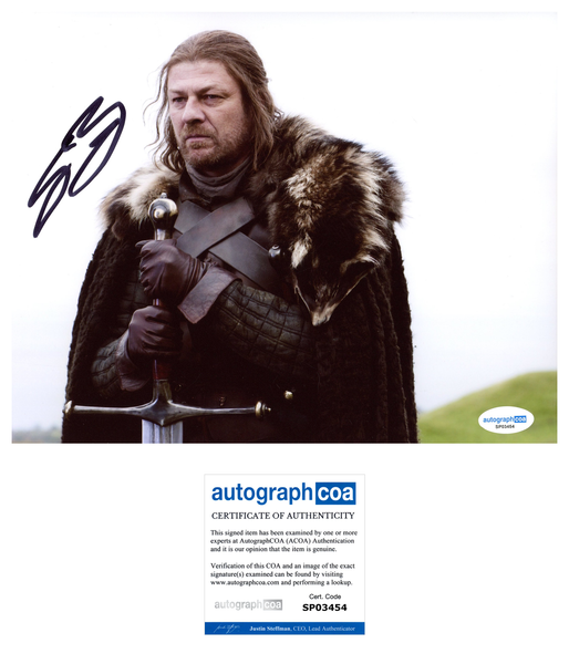 Sean Bean Game of Thrones Signed Autograph 8x10 Photo ACOA