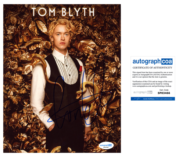 Tom Blyth Hunger Games Signed Autograph 8x10 Photo ACOA