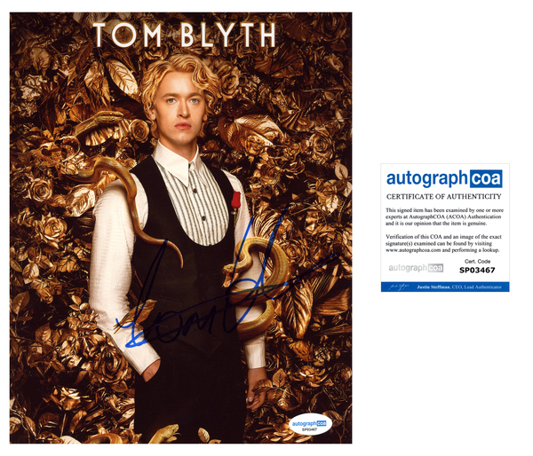 Tom Blyth Hunger Games Signed Autograph 8x10 Photo ACOA