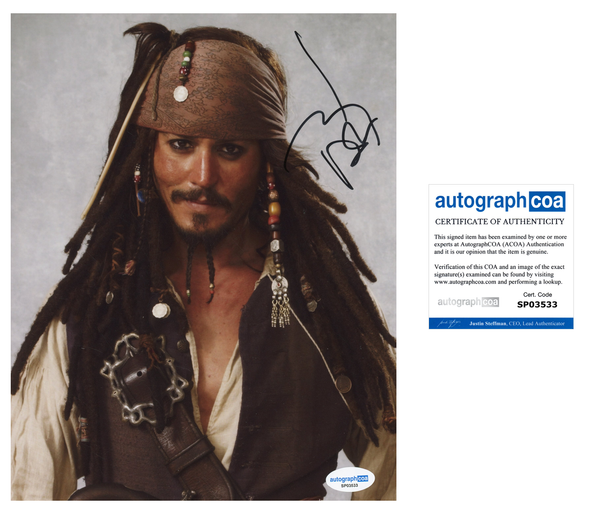 Johnny Depp Pirates Signed Autograph 8x10 Photo ACOA