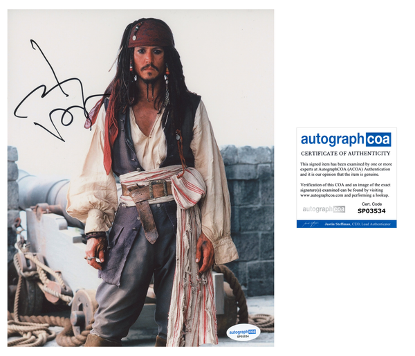 Johnny Depp Pirates Signed Autograph 8x10 Photo ACOA