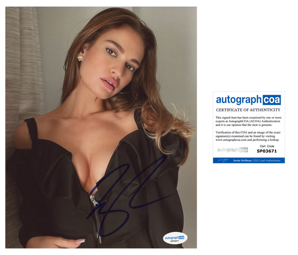 Lily James Sexy Signed Autograph 8x10 Photo ACOA