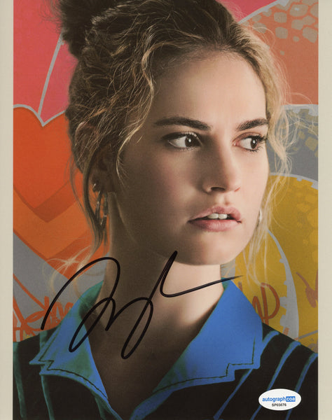 Lily James Baby Driver Signed Autograph 8x10 Photo ACOA