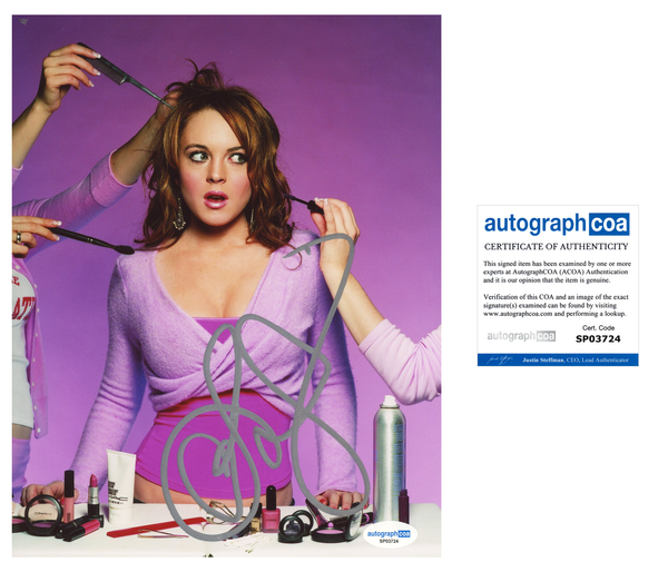 Lindsay Lohan Mean Girls Signed Autograph 8x10 Photo ACOA