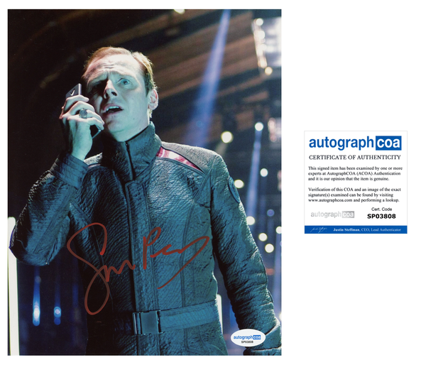 Simon Pegg Star Trek Signed Autograph 8x10 Photo ACOA