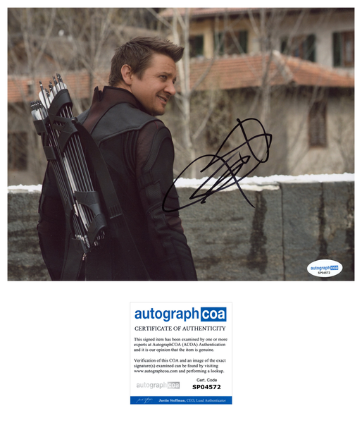 Jeremy Renner Avengers Signed Autograph 8x10 Photo ACOA
