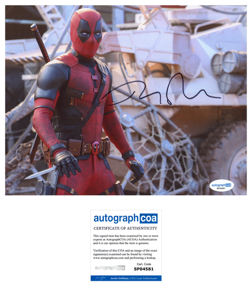 Ryan Reynolds Deadpool Signed Autograph 8x10 Photo ACOA
