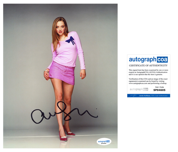 Amanda Seyfried Mean Girls Signed Autograph 8x10 Photo ACOA