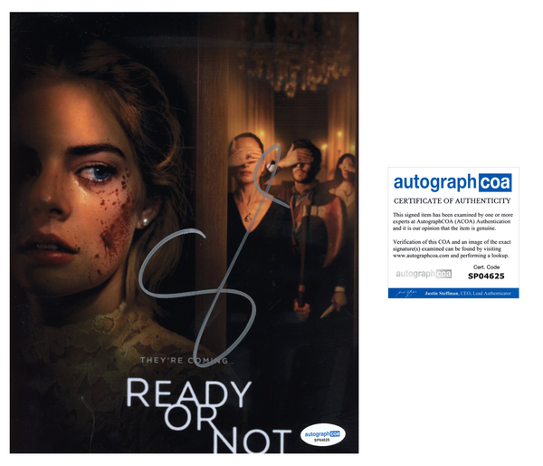 Samara Weaving Ready or Not Signed Autograph 8x10 Photo ACOA