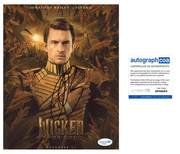 Jonathan Bailey Wicked Signed Autograph 8x10 Photo ACOA