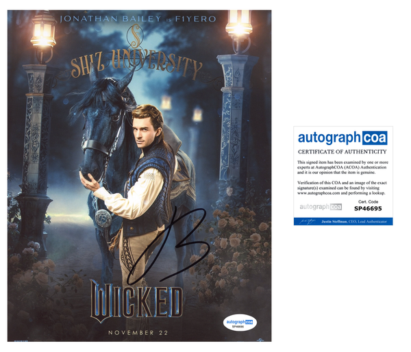 Jonathan Bailey Wicked Signed Autograph 8x10 Photo ACOA