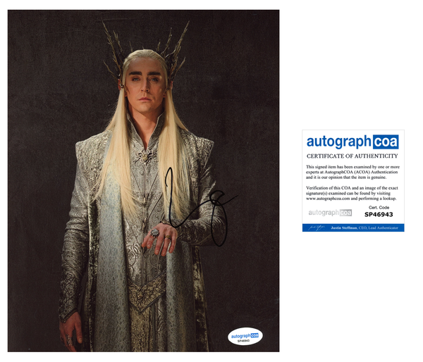 Lee Pace The Hobbit Signed Autograph 8x10 Photo ACOA