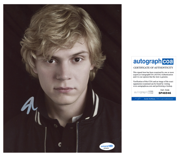 Evan Peters AHS Signed Autograph 8x10 Photo ACOA