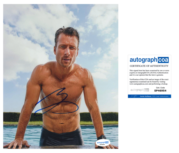Glen Powell Top Gun Signed Autograph 8x10 Photo ACOA