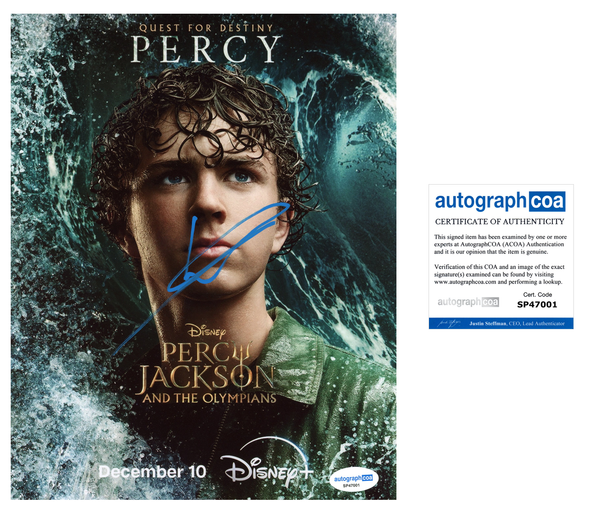 Walker Scobell Percy Jackson Signed Autograph 8x10 Photo ACOA