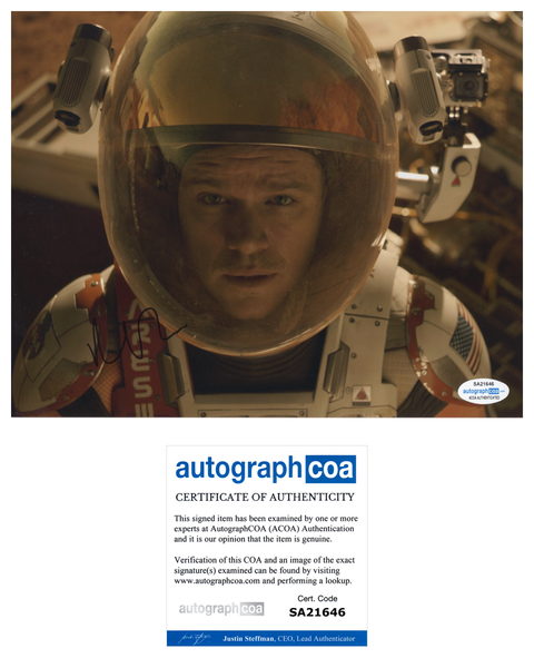 Matt Damon The Martian Signed Autograph 8x10 Photo ACOA #2 - Outlaw Hobbies Authentic Autographs