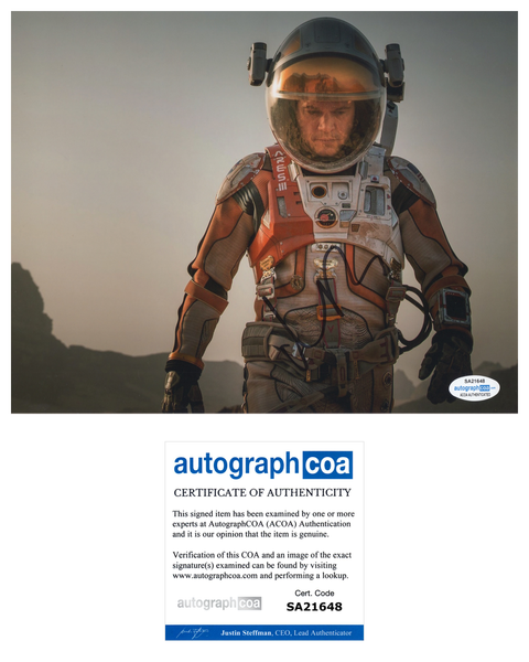 Matt Damon The Martian Signed Autograph 8x10 Photo ACOA #4 - Outlaw Hobbies Authentic Autographs