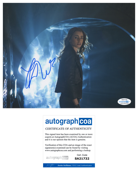 Lily Collins Mortal Instruments Signed Autograph 8x10 Photo ACOA #5 - Outlaw Hobbies Authentic Autographs