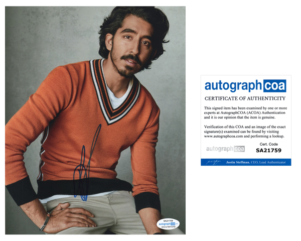 Dev Patel Signed Autograph 8x10 Photo ACOA #3 - Outlaw Hobbies Authentic Autographs