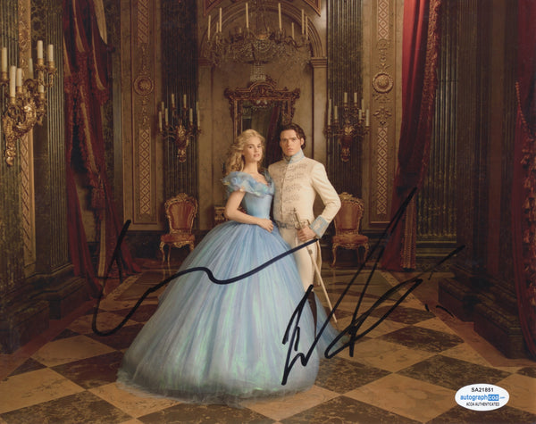 Richard Madden Lily James Cinderella Signed Autograph 8x10 Photo ACOA #3 - Outlaw Hobbies Authentic Autographs