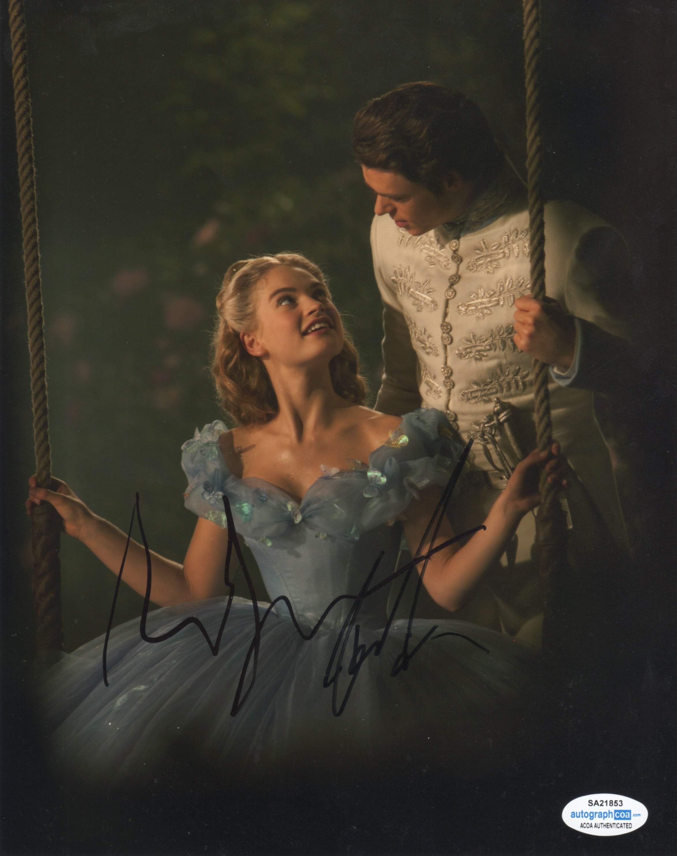 Lily James Cinderella Signed Autograph 8x10 Photo ACOA