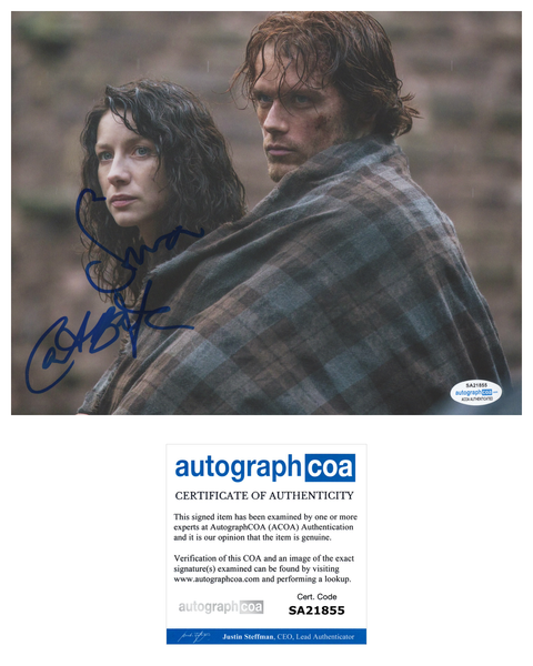 Caitriona Balfe & Sam Heughan Outlander Signed Autograph 8x10 Photo ACOA - Outlaw Hobbies Authentic Autographs