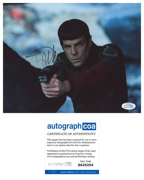 Zachary Quinto Star Trek Signed Autograph 8x10 Photo ACOA #6 - Outlaw Hobbies Authentic Autographs