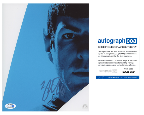 Zachary Quinto Star Trek Signed Autograph 8x10 Photo ACOA #11 - Outlaw Hobbies Authentic Autographs