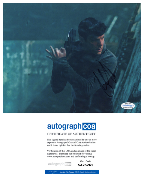 Zachary Quinto Star Trek Signed Autograph 8x10 Photo ACOA #12 - Outlaw Hobbies Authentic Autographs