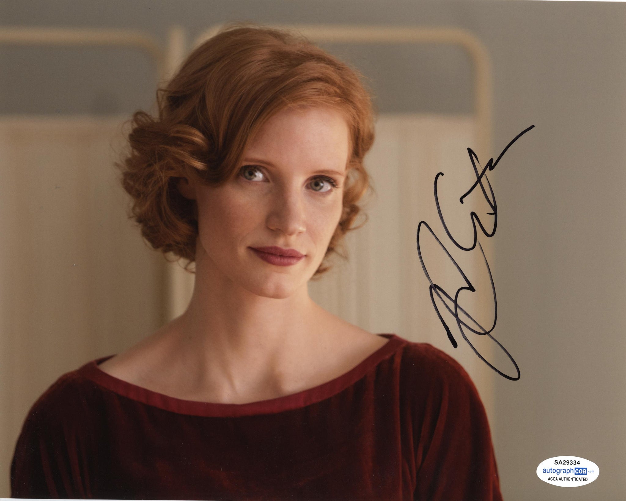 Jessica Chastain Lawless Signed Autograph 8x10 Photo ACOA #5 - Outlaw Hobbies Authentic Autographs