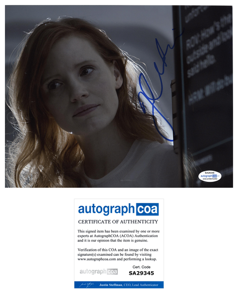 Jessica Chastain The Martian Signed Autograph 8x10 Photo ACOA #16 - Outlaw Hobbies Authentic Autographs