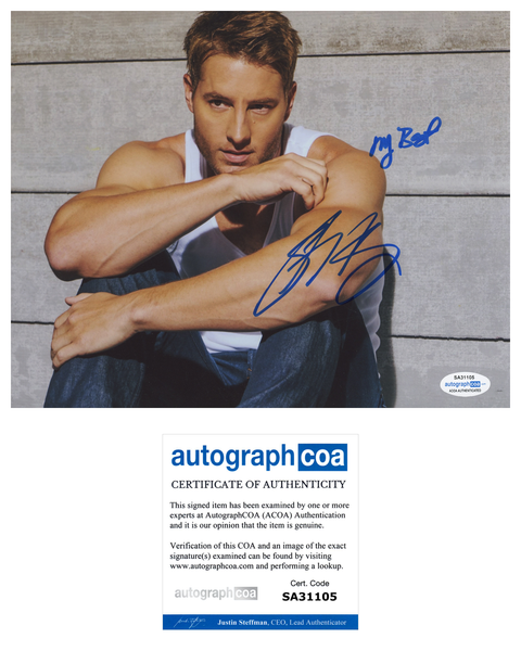 Justin Hartley This is Us Signed Autograph 8x10 Photo ACOA - Outlaw Hobbies Authentic Autographs
