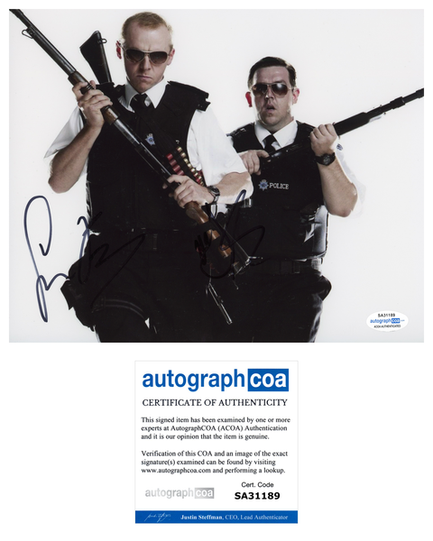 Nick Frost Simon Pegg Hot Fuzz Signed Autograph 8x10 Photo ACOA #11 - Outlaw Hobbies Authentic Autographs