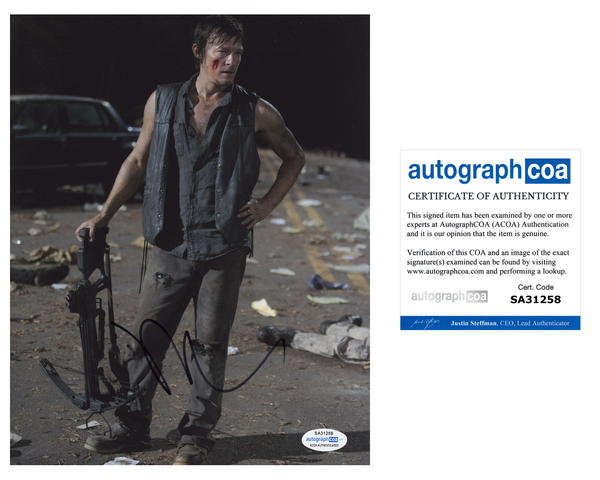 Norman Reedus Walking Dead Signed Autograph 8x10 Photo ACOA #3 - Outlaw Hobbies Authentic Autographs