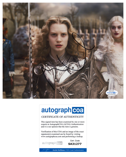 Mia Wasikowska Alice in Wonderland Signed Autograph 8x10 Photo ACOA #14 - Outlaw Hobbies Authentic Autographs