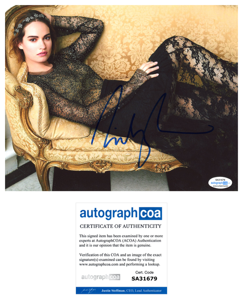Lily James Sexy Signed Autograph 8x10 Photo ACOA #1 - Outlaw Hobbies Authentic Autographs