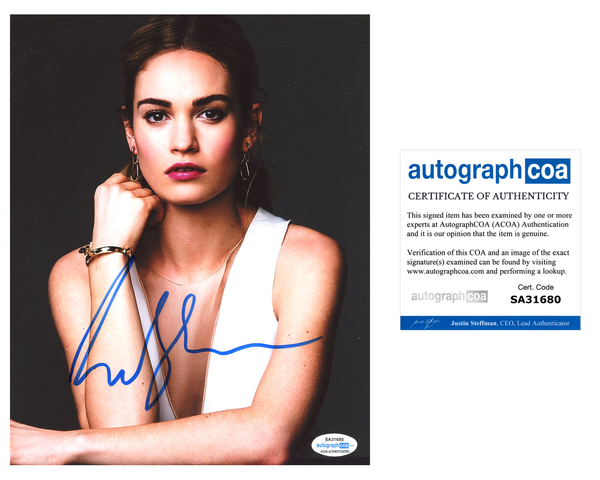 Lily James Sexy Signed Autograph 8x10 Photo ACOA #2 - Outlaw Hobbies Authentic Autographs