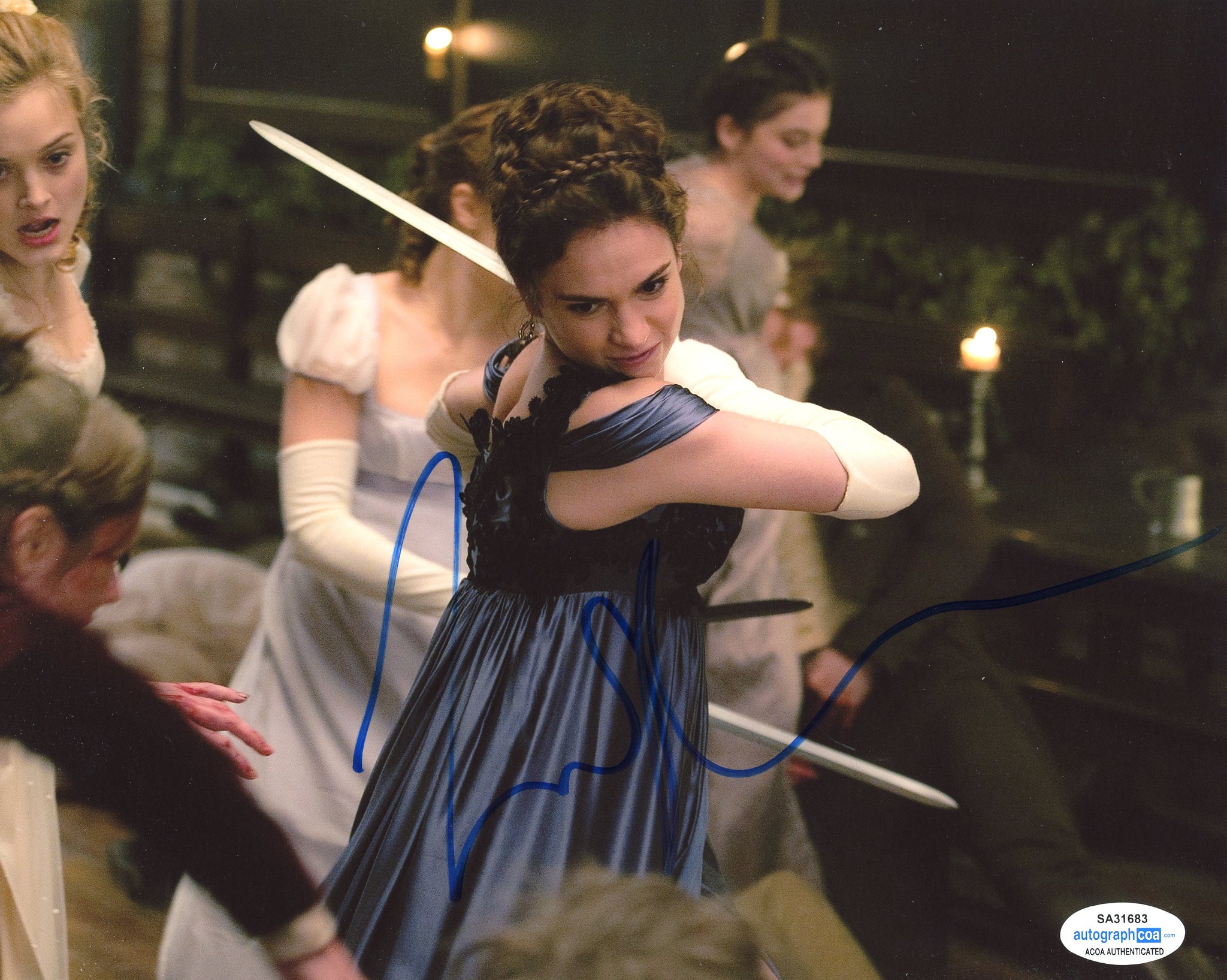 Lily James Pride Prejudice Zombies Signed Autograph 8x10 Photo ACOA #5 - Outlaw Hobbies Authentic Autographs