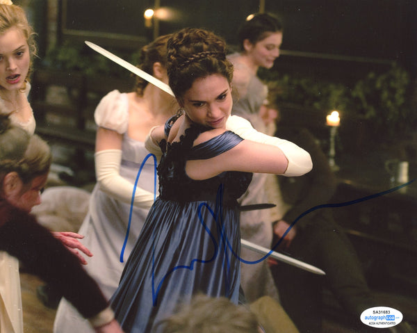 Lily James Pride Prejudice Zombies Signed Autograph 8x10 Photo ACOA #5 - Outlaw Hobbies Authentic Autographs