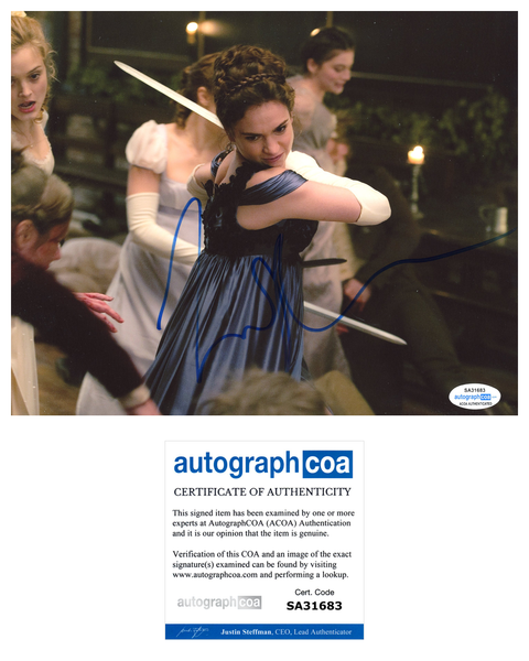 Lily James Pride Prejudice Zombies Signed Autograph 8x10 Photo ACOA #5 - Outlaw Hobbies Authentic Autographs