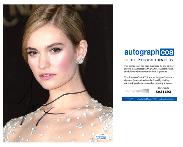 Lily James Sexy Signed Autograph 8x10 Photo ACOA #15 - Outlaw Hobbies Authentic Autographs