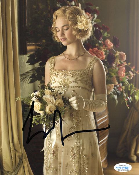 Lily James Downton Abbey Signed Autograph 8x10 Photo ACOA #19 - Outlaw Hobbies Authentic Autographs