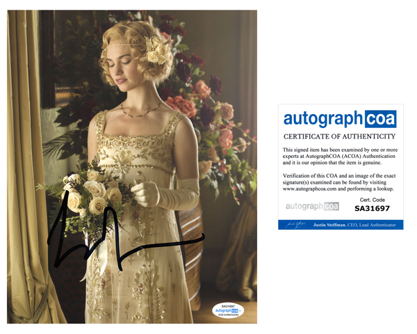 Lily James Downton Abbey Signed Autograph 8x10 Photo ACOA #19 - Outlaw Hobbies Authentic Autographs