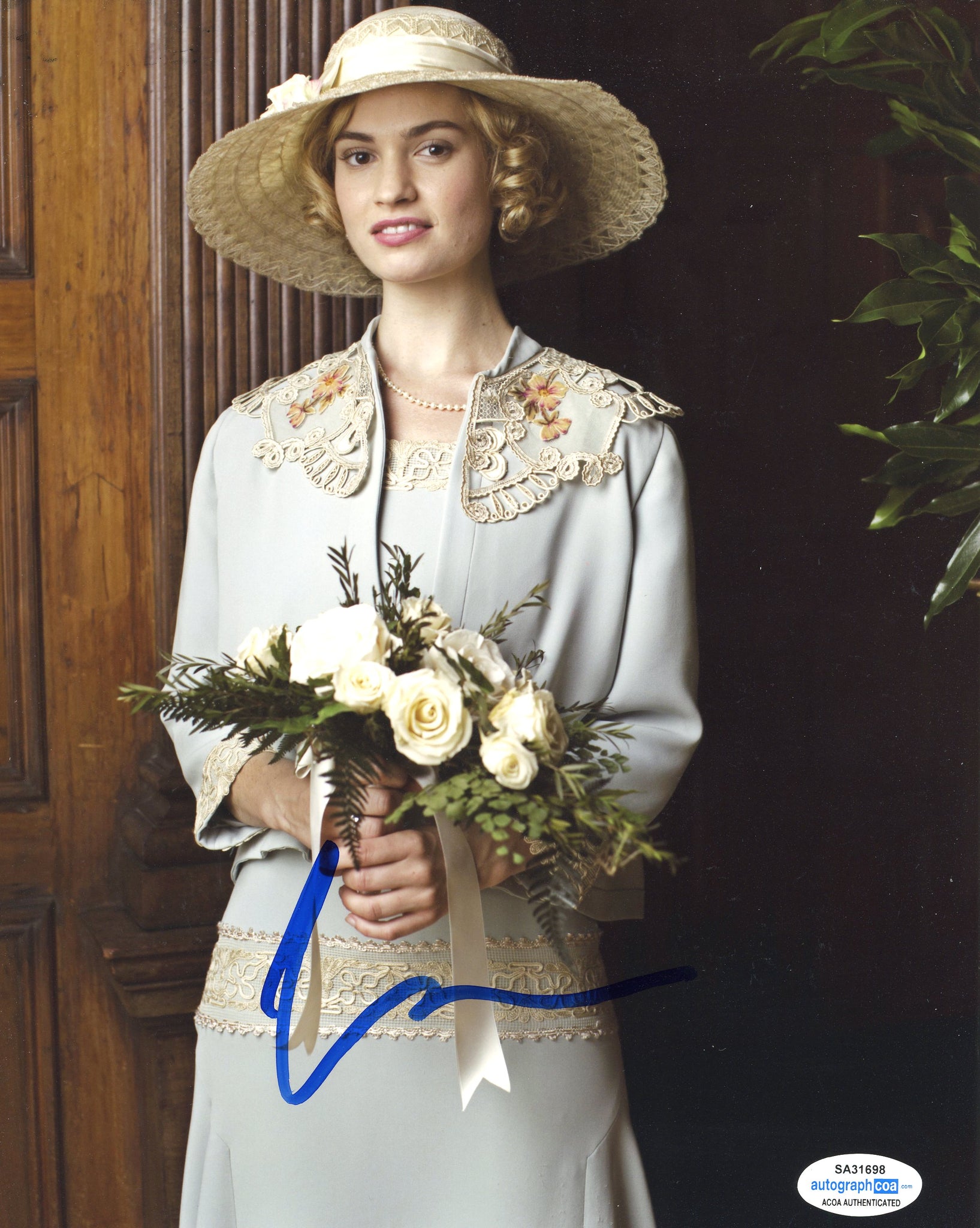 Lily James Downton Abbey Signed Autograph 8x10 Photo ACOA #20 - Outlaw Hobbies Authentic Autographs