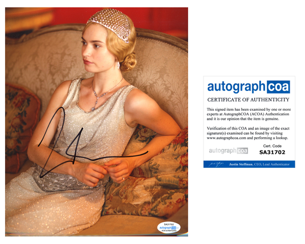 Lily James Downton Abbey Signed Autograph 8x10 Photo ACOA #23 - Outlaw Hobbies Authentic Autographs