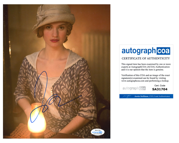 Lily James Downton Abbey Signed Autograph 8x10 Photo ACOA #25 - Outlaw Hobbies Authentic Autographs