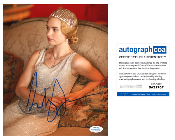 Lily James Downton Abbey Signed Autograph 8x10 Photo ACOA #28 - Outlaw Hobbies Authentic Autographs