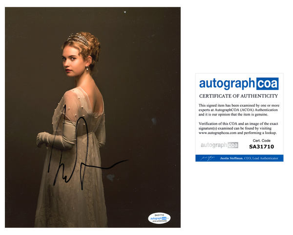 Lily James Pride Prejudice Zombies Signed Autograph 8x10 Photo ACOA #31 - Outlaw Hobbies Authentic Autographs