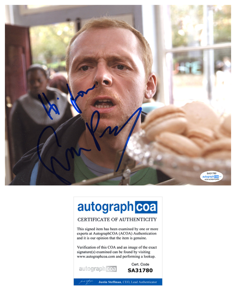 Simon Pegg Shaun of the Dead Signed Autograph 8x10 Photo ACOA #23 - Outlaw Hobbies Authentic Autographs