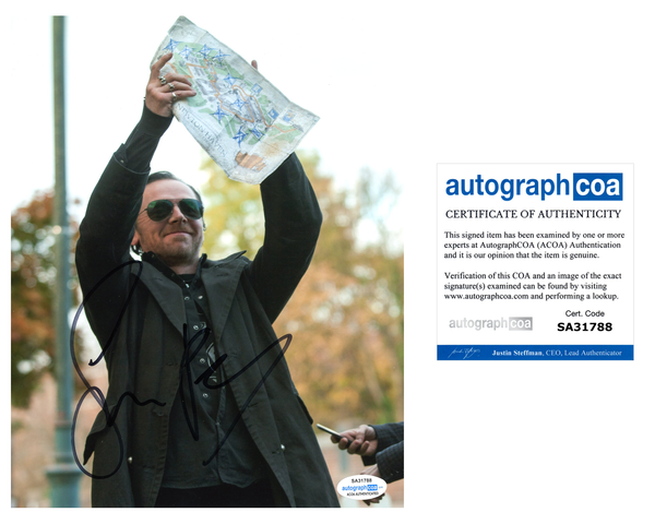 Simon Pegg World's End Signed Autograph 8x10 Photo ACOA #31 - Outlaw Hobbies Authentic Autographs